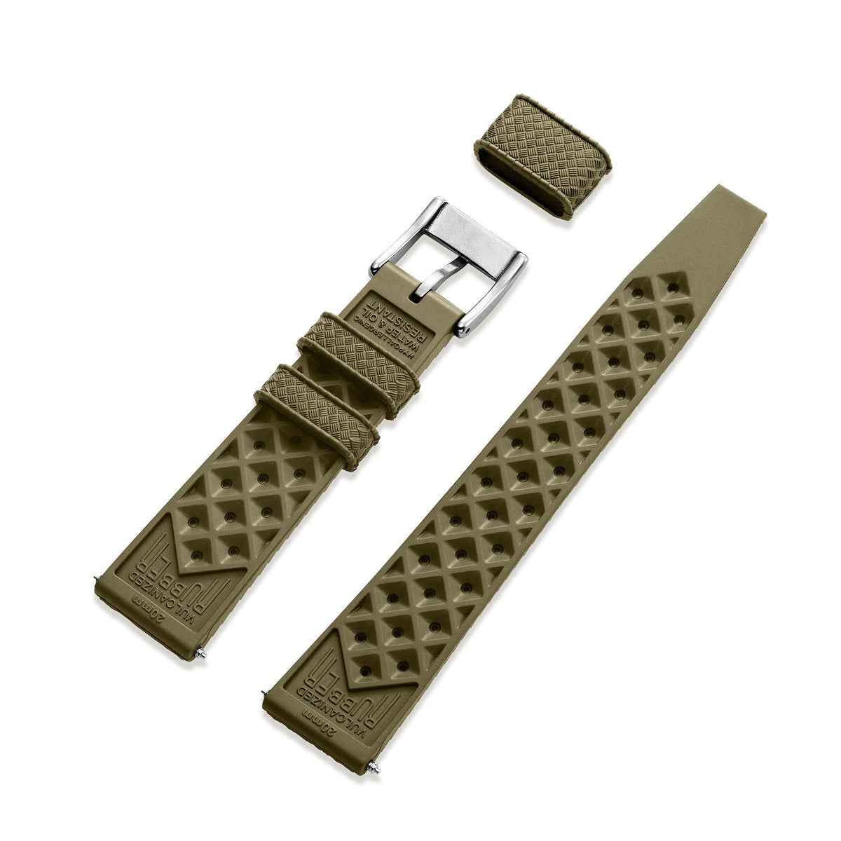 Skindiver Automatic Watch - Vintage Lum & Black Dial - Green Rubber Strap