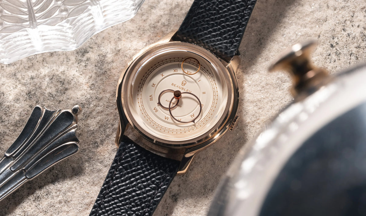 La Pièce n°1 - Champagne - Leather strap - Caiman Black