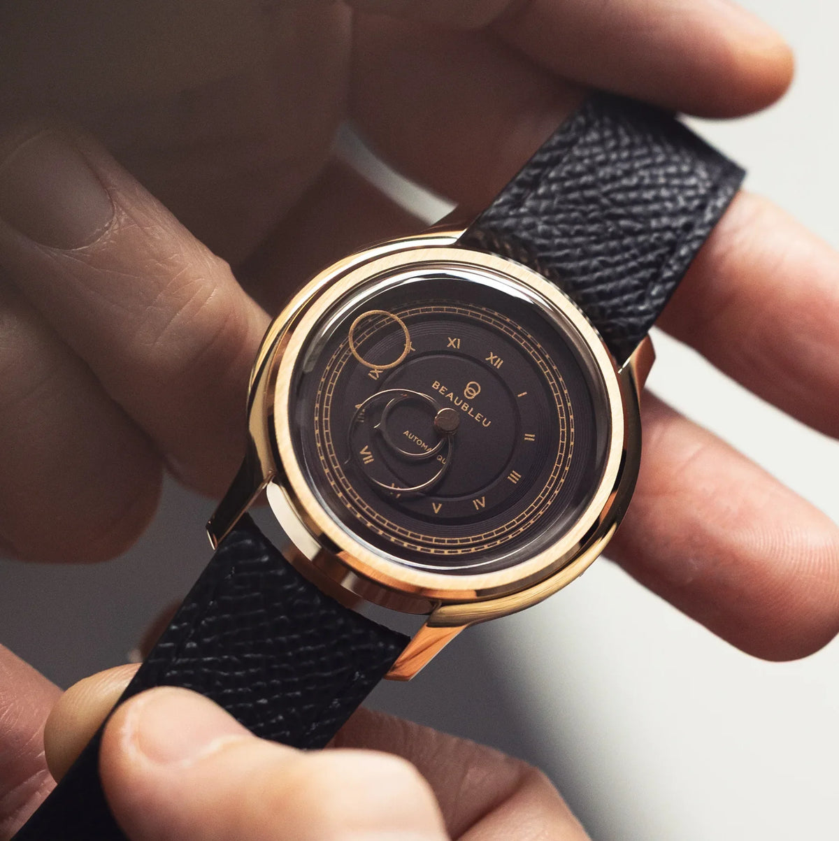 La Pièce n°1 - Moka - Leather strap - Caiman Black