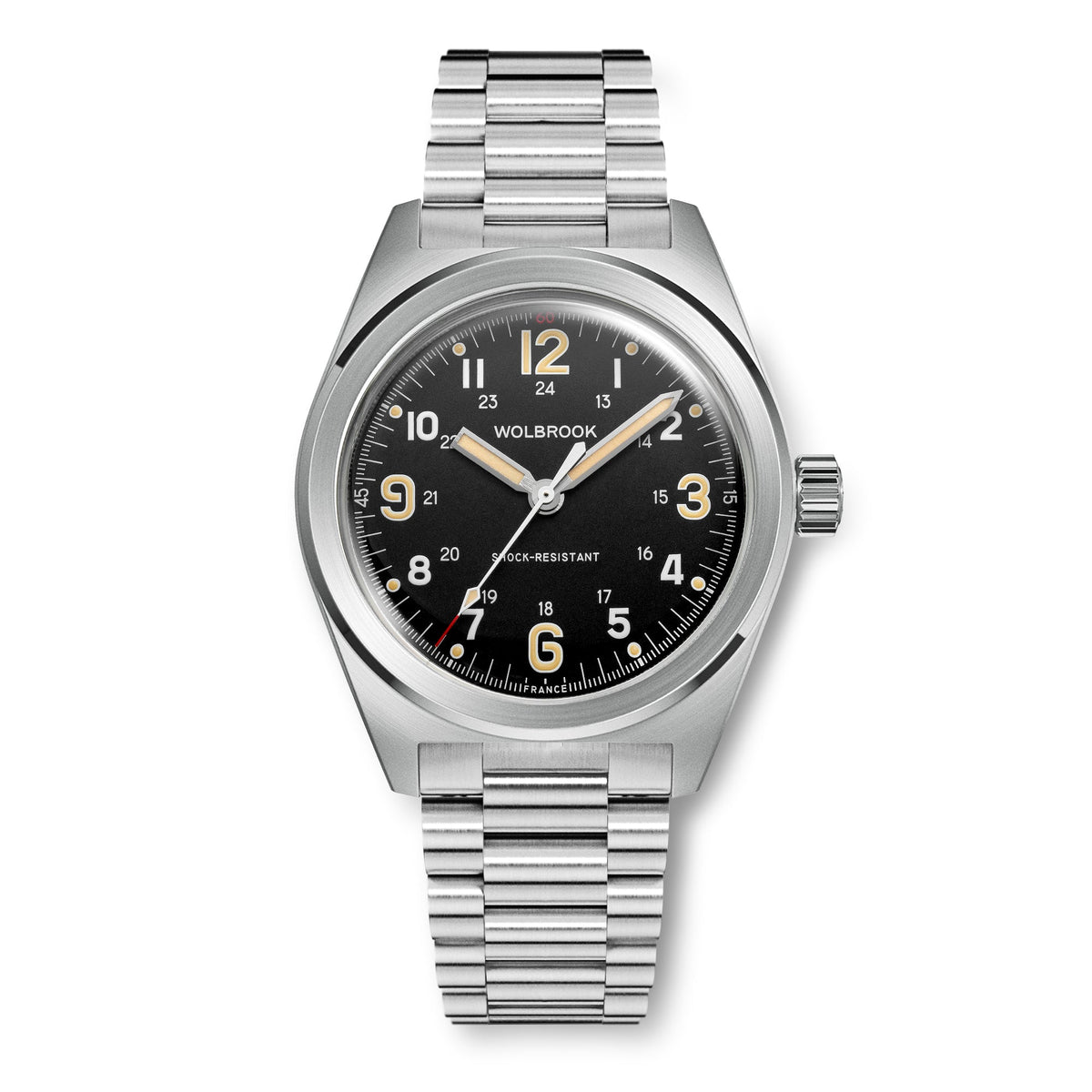 Outrider Automatic Watch – Black Vintage, No Date - Camel Leather Strap