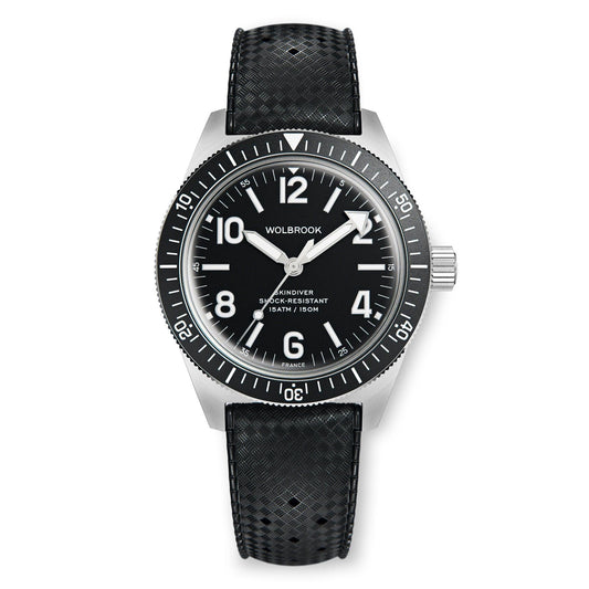 Skindiver Automatic Watch - Black Dial - Black "Tropic" Rubber Strap