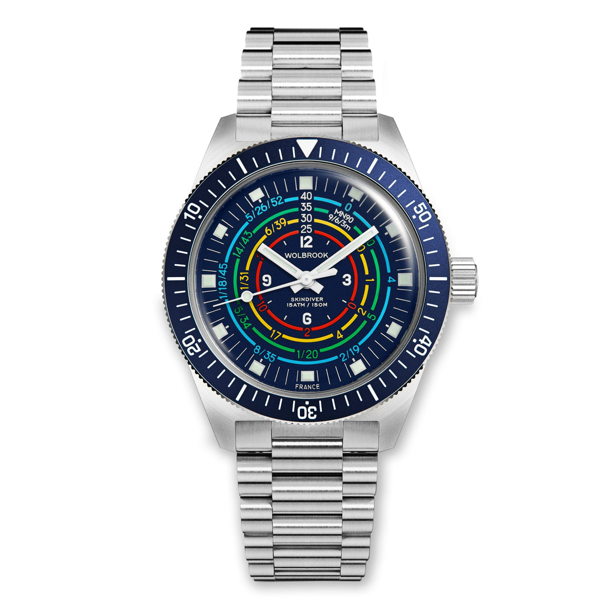 Skindiver Decompression Automatic Watch - MN90 - Blue - Dark Blue "Tropic" Rubber Strap