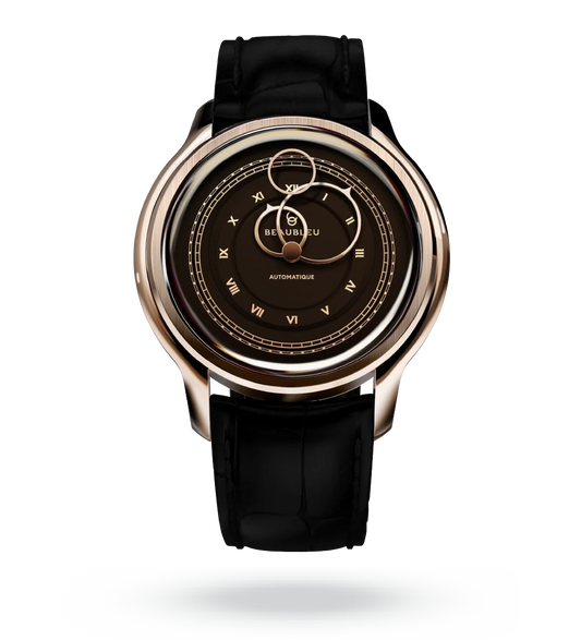 La Pièce n°1 - Moka - Leather strap - Caiman Black